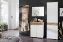 Garderobenschrank >Clayborn< in weiss / Wotan-Eiche Dekor  - 58x205x40cm (BxHxT)