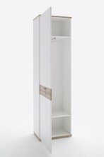 Garderobenschrank >Clayborn< in weiss / Wotan-Eiche Dekor  - 58x205x40cm (BxHxT)