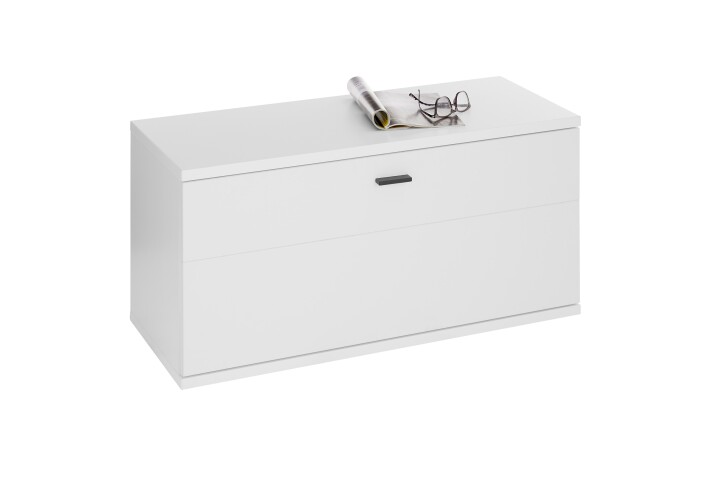 Schuhbank >Menaro< in weiss / Viking Oak Dekor - 90x44x37 (BxHxT)