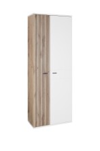 Garderobenschrank >Menaro< in weiss / Viking Oak Dekor - 75x198x37 (BxHxT)