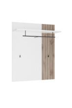 Garderobenpaneel >Menaro< in weiss / Viking Oak Dekor - 90x112x29 (BxHxT)