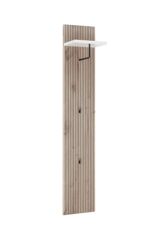 Garderobenpaneel >Menaro< in weiss / Viking Oak Dekor - 30x160x25 (BxHxT)
