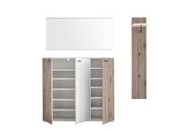 Garderoben-Set >Menaro< (3-teilig) in weiss / Viking Oak Dekor - 172x198x37 (BxHxT)