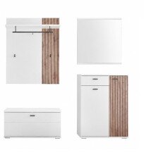 Garderoben-Set >Menaro< (4-teilig) weiss / Viking Oak Dekor - 185x198x37 (BxHxT)
