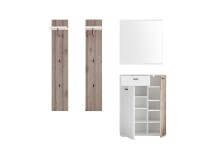 Garderoben-Set >Menaro< (4-teilig) in weiss / Viking Oak Dekor - 155x198x37 (BxHxT)