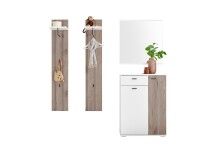 Garderoben-Set >Menaro< (4-teilig) in weiss / Viking Oak Dekor - 155x198x37 (BxHxT)