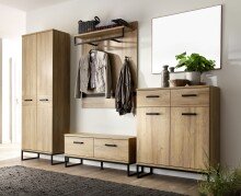 Schuhschrank >Toledo< in Grandson Oak, Holzwerkstoff - 66x196x38cm (BxHxT)