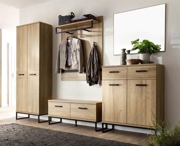 Garderoben-Set >Toledo< (5-teilig) in Grandson Oak - 267x196x38 (BxHxT)