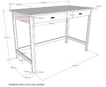 Schreibtisch >Buche massiv< in weiß lackiert - 120x77x60 (BxHxT)