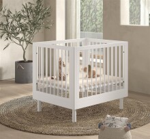Babybett >Buche massiv< in weiß lackiert,...