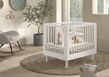 Babybett >Buche massiv< in weiß lackiert,...