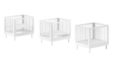 Babybett >Buche massiv< in weiß lackiert, Buche massiv - 99x88x79cm (BxHxT)
