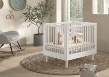 Babybett >Buche massiv< in weiß lackiert,...
