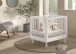Babybett >Buche massiv< in weiß lackiert, Buche massiv - 99x88x79cm (BxHxT)