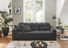 Big-Sofa >Maggy< Sitztiefen- / Kopfteilverstellung, Cord dunkelgrau - 242x110x121cm (BxHxT)
