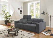 Big-Sofa >Maggy< Sitztiefen- / Kopfteilverstellung, Cord dunkelgrau - 242x110x121cm (BxHxT)