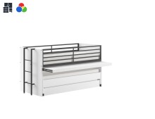 Bett - Serie >Sam< in Weiß und Eiche mit...