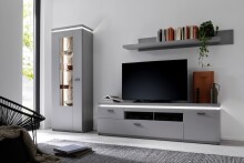 Wohnwand >Sona< in Arktis grau, Holzwerkstoff -...
