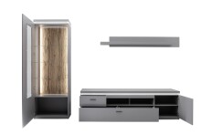 Wohnwand >Sona< in Arktis grau, Holzwerkstoff - 280x198x44cm (BxHxT)