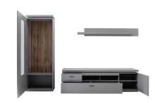 Wohnwand >Sona< in Arktis grau, Holzwerkstoff - 280x198x44cm (BxHxT)