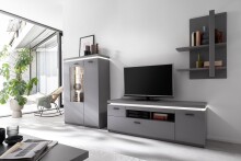Wohnwand >Sona< in Arktis grau, Holzwerkstoff -...