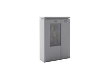Wohnwand >Sona< in Arktis grau, Holzwerkstoff - 234x198x44cm (BxHxT)