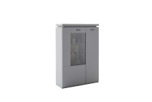 Wohnwand >Sona< in Arktis grau, Holzwerkstoff - 234x198x44cm (BxHxT)