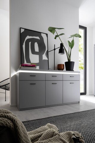 Sideboard >Sona< in Arktis grau, Holzwerkstoff - 156x83x44cm (BxHxT)