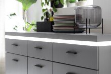 Sideboard >Sona< in Arktis grau, Holzwerkstoff - 156x83x44cm (BxHxT)
