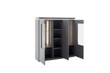 Highboard >Sona< in Arktis grau, Holzwerkstoff - 138x144x38cm (BxHxT)