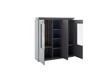 Highboard >Sona< in Arktis grau, Holzwerkstoff - 138x144x38cm (BxHxT)