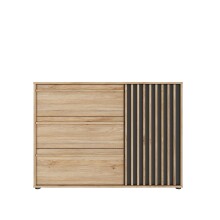Kommode >ARANK< in Mauvella Eiche  / Schwarz - 117,8x84,9x41,7cm (BxHxT)