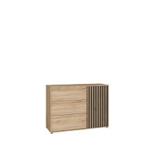 Kommode >ARANK< in Mauvella Eiche  / Schwarz - 117,8x84,9x41,7cm (BxHxT)