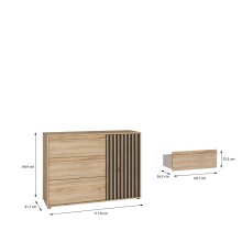 Kommode >ARANK< in Mauvella Eiche  / Schwarz - 117,8x84,9x41,7cm (BxHxT)