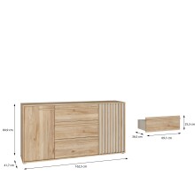 Kommode >ARANK< in Mauvella Eiche / Sand - 162,5x84,9x41,7cm (BxHxT)