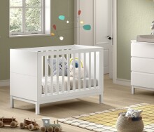 Babybett >Eva< in Weiß, Massivholz und MDF -...