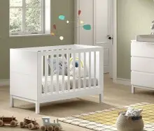 Babybett >Eva< in Weiß, Massivholz und MDF -...