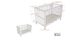 Babybett >Eva< in Weiß, Massivholz und MDF - 125x85,2x66,2cm (BxHxT)