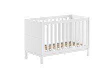 Babybett >Eva< in Weiß, Massivholz und MDF - 125x85,2x66,2cm (BxHxT)
