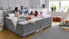 Boxspringbett >Marji< Familienbett in grau, Webstoff - 256x108x218cm (BxHxT)
