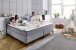 Boxspringbett >Marji< Familienbett in grau, Webstoff - 256x108x218cm (BxHxT)