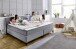 Boxspringbett >Marji< Familienbett in grau, Webstoff - 256x108x218cm (BxHxT)