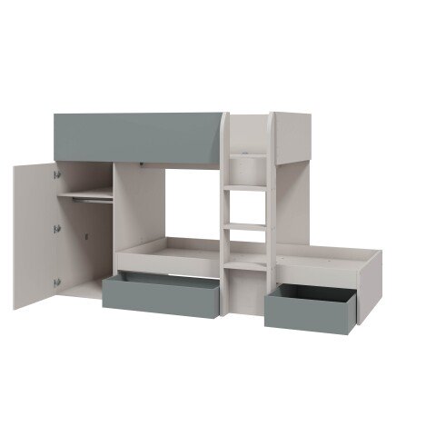 Etagenbett >EUREKA< 4in1 Aufba, Kaschmir / Eukalyptusgrün - 255x152x111 (BxHxT)