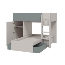 Etagenbett >EUREKA< 4in1 Aufba, Kaschmir / Eukalyptusgrün - 255x152x111 (BxHxT)