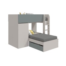 Etagenbett >EUREKA< 4in1 Aufba, Kaschmir / Eukalyptusgrün - 255x152x111 (BxHxT)