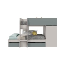 Etagenbett >EUREKA< 4in1 Aufba, Kaschmir / Eukalyptusgrün - 255x152x111 (BxHxT)