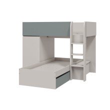 Etagenbett >EUREKA< 4in1 Aufba, Kaschmir / Eukalyptusgrün - 255x152x111 (BxHxT)