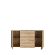 Sideboard >ARANK< in Mauvella Eiche / Schwarz - 162,5x84,9x41,7cm (BxHxT)