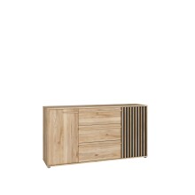 Sideboard >ARANK< in Mauvella Eiche / Schwarz - 162,5x84,9x41,7cm (BxHxT)