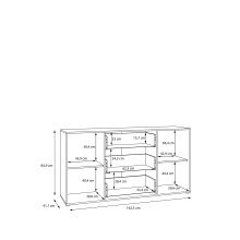 Sideboard >ARANK< in Mauvella Eiche / Schwarz - 162,5x84,9x41,7cm (BxHxT)